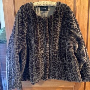 Torrid Women's Brown Leopard Teddy Jacket